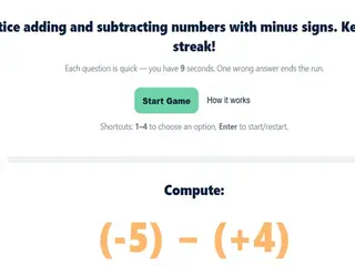 Maths Quiz with Negative Numbers